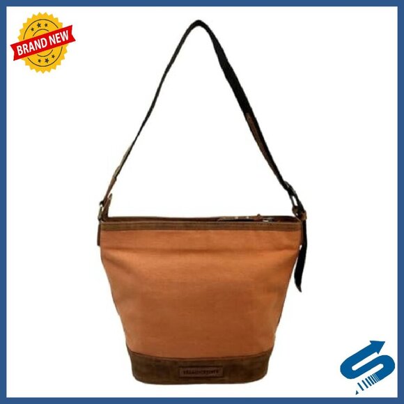 Western Shoulder Bag Upcycled Canvas Leather Base 11.5x9.5x4.5 - Picture 4 of 8